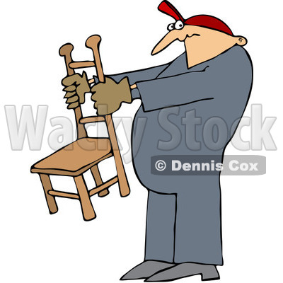 Royalty-Free (RF) Clip Art Illustration of a Worker Man Holding A Chair © djart #442607