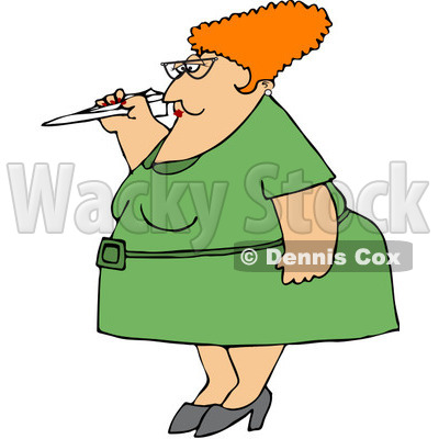 Royalty-Free (RF) Clip Art Illustration of a Red Haired Woman Throwing A Paper Airplane © djart #442613