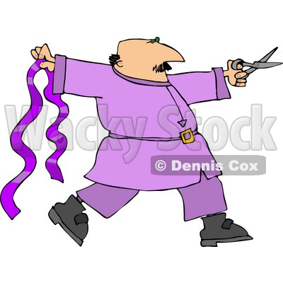 Male Ribbon Designer with Purple Ribbon and Scissors Clipart © djart #4448