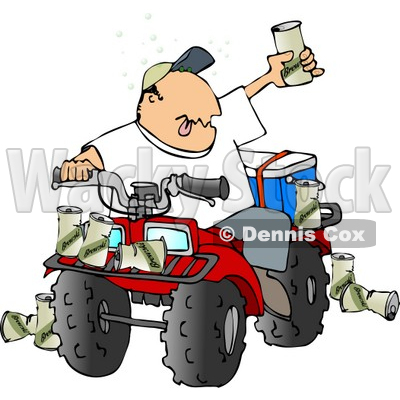 Drunk Man Sitting On a Four Wheeled All-Terrain Vehicle (ATV) Clipart © djart #4498