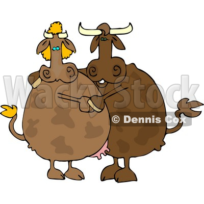 Male and Female Cows Dancing Together Clipart © djart #4506