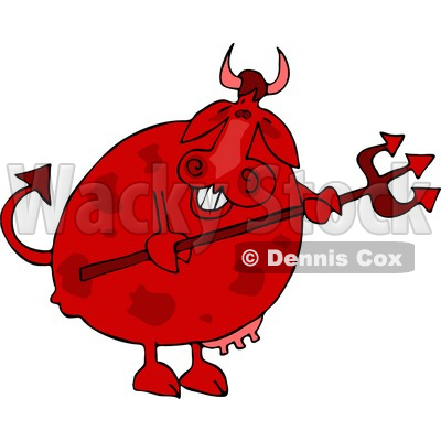 Male Devil Cow Holding a Pitchfork Clipart © djart #4525