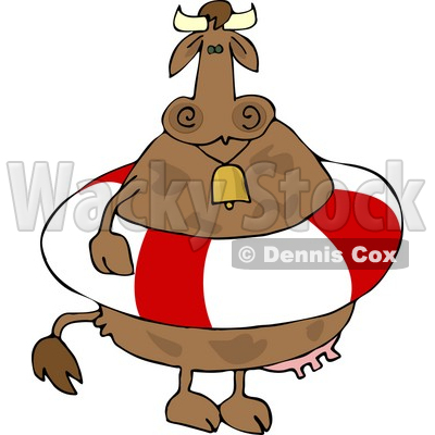 Cow Wearing a Life Preserver and Bell Clipart © djart #4526