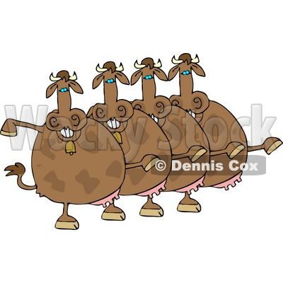 Cow Chorus Dancing Together as a Group Clipart © djart #4528
