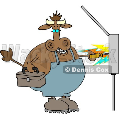 Cow Electrician Getting Shocked with Electricity Clipart © djart #4540