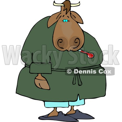 Sick Male Cow Using a Common Mercury Thermometer Clipart © djart #4542
