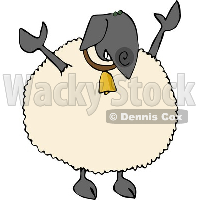 Anthropomorphic Black Sheep Wearing Bling-bling Gold Bell Around His Neck Clipart © djart #4576