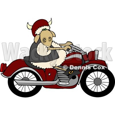 Anthropomorphic Sheep Riding a Motorcycle Clipart © djart #4584