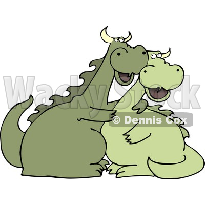 Happy Dragon Couple Hugging Each Other Clipart © djart #4595