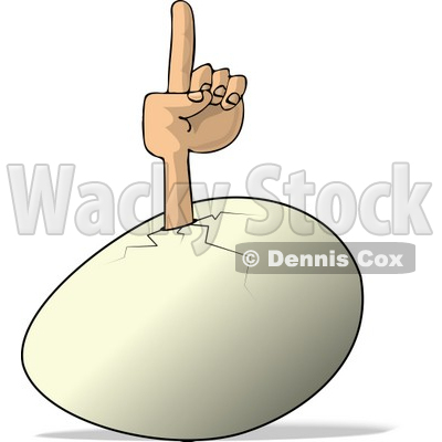 Concept of an Egg Pointing Finger Up Clipart © djart #4604