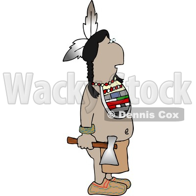Indian Standing with a Hatchet In His Hand Clipart © djart #4617