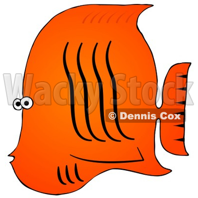 Royalty-Free (RF) Clipart Illustration of a Tropical Orange Fish With Black Wavy Lines © djart #46340
