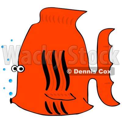 Royalty-Free (RF) Clipart Illustration of a Black And Orange Tropical Fish With Bubbles © djart #46341