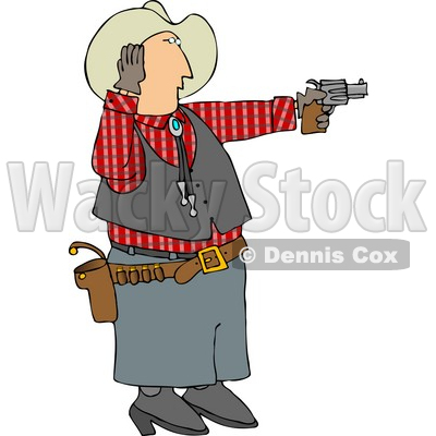 Cowboy Covering His Ear While Shooting a Loud Gun Clipart © djart #4674