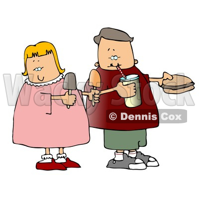 Boy and Girl Eating Food Together Clipart © djart #4706