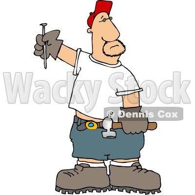 Male Carpenter with a Hammer and Nail Clipart by Dennis Cox