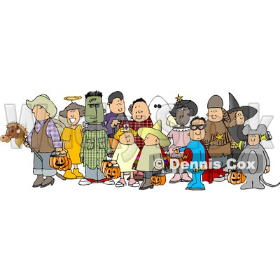 Halloween Costumes  Kids Boys on Group Of Adults And Children Wearing Halloween Costumes Clipart