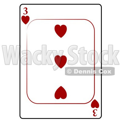 Three/3 of Hearts Playing Card Clipart © djart #4811