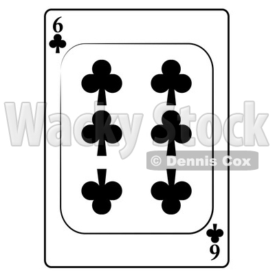 Six/6 of Clubs Playing Card Clipart © djart #4819