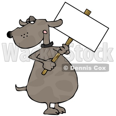 Human-like Dog Holding a Blank Sign Clipart © djart #4892