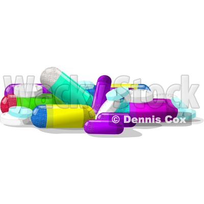Assorted Medicine Tablets & Capsules Clipart by Dennis Cox