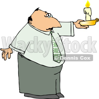 Business Man Holding a Lit Candle During a Power Outage Clipart © djart #4944