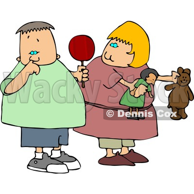 Girl Watching Nasty Boy Pick His Nose with His Pointer Finger Clipart © djart #4946