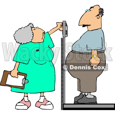Nurse Weighing Overweight Man On a Scale Clipart © djart #4949