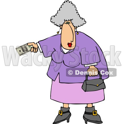 Elderly Overweight Woman Paying with Cash Clipart © djart #4962