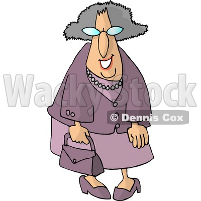 Funny Elderly Woman Going Shopping Clipart by Dennis Cox