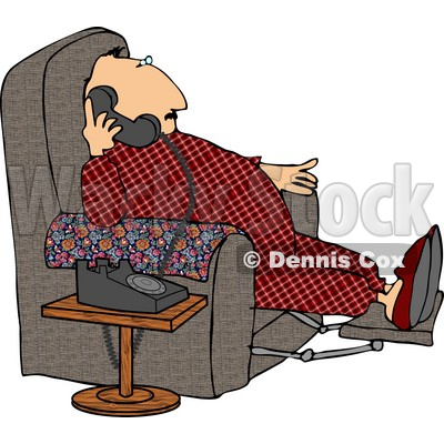 Overweight Couch Potato Man Talking On a Phone Clipart © djart #4970