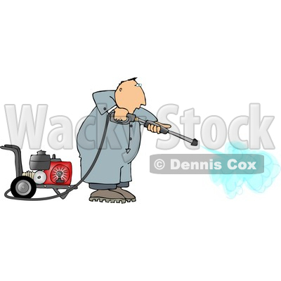 Man Cleaning with a Heavy Duty Gas Powered Pressure Washer Clipart © djart #5004