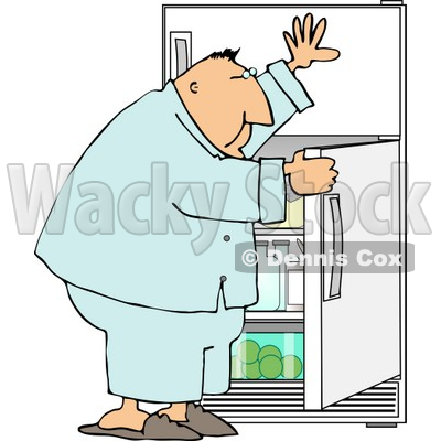 Hungry Overweight Man Looking Through the Refrigerator for Food Clipart © djart #5029