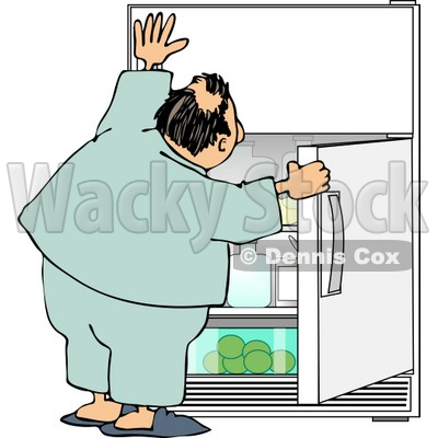 Humorous Obese Man Looking for Something to Eat in the Fridge Clipart ©  djart #5030