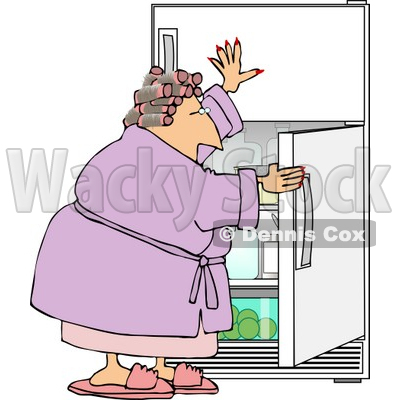 Fat Woman Looking In the Fridge for Something to Eat Clipart © djart #5037
