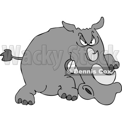 Angry Rhino Charging at Something in Attack Mode Clipart © djart #5047