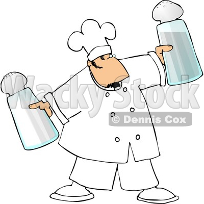 Male Chef Holding Oversized Salt and Pepper Shakers Clipart © djart #5049