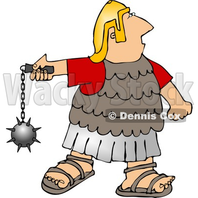 Roman Army Soldier Battling with a Ball and Chain Mace Weapon Clipart © djart #5078