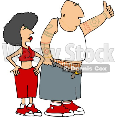 Gangster Man and Woman Hitchhiking Clipart © djart #5117