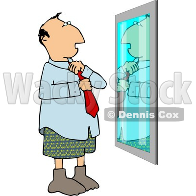 Man Putting Business Tie On In Front of Mirror Clipart © djart #5125