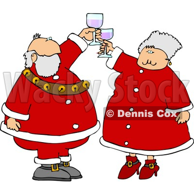 Mr. And Mrs. Claus Toasting Wine Glasses Together Clipart © djart #5168