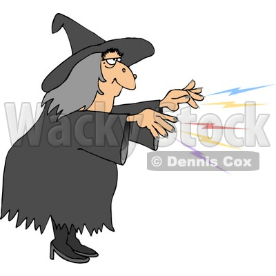 Evil Wicked Witch Casting a Magical Spell On Someone Clipart © djart #5205