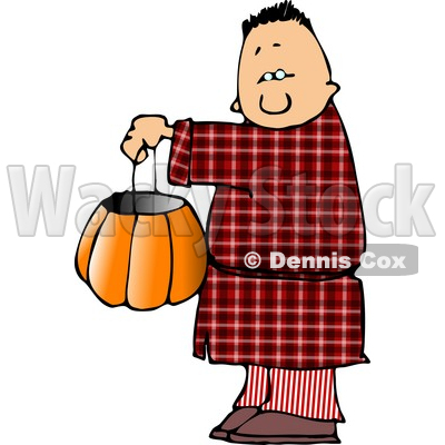 Boy Wearing Halloween Pajamas Costume While Trick-or-treating Clipart © djart #5217