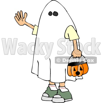 Boy Wearing Halloween Ghost Costume Clipart © djart #5221