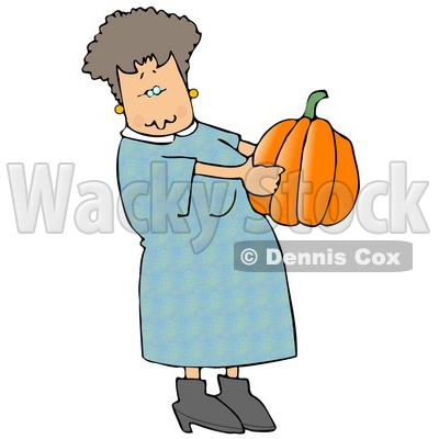 Woman Carrying an Uncarved Halloween Pumpkin Clipart © djart #5223