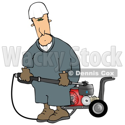Man with a Heavy Duty High Performance Gas Powered Water Pressure Washer Clipart © djart #5232