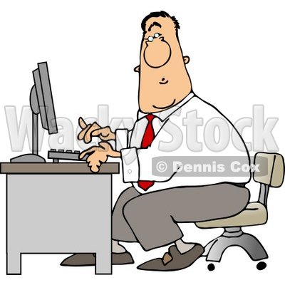 Clip Art Computer Keyboard. Man Typing On a Computer