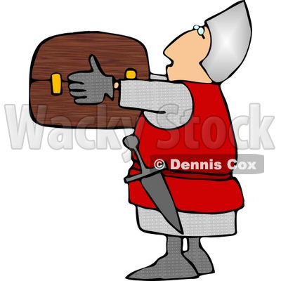 Soldier Carrying a Wooden Treasure Chest Clipart Illustration © djart #5259
