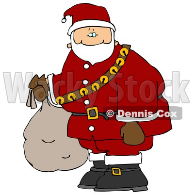 Santa Carrying Bag of Toys Clipart Illustration © djart #5481