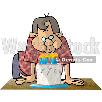Man Blowing Out Candles on a Birthday Cake Clipart Illustration © djart #5613